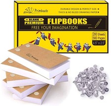 PRIMBEEKS Premium Blank Flip Books Paper with Holes 280 Sheets 560 Pages No