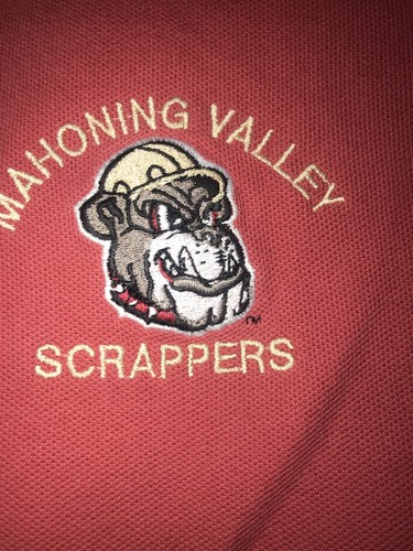 MAHONING VALLEY SCRAPPERS Golf Shirt By NIKE GOLF Men’s MEDIUM Red W/ Blue Logo - Picture 2 of 5