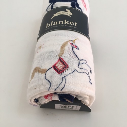 NEW Baby Cotton Muslin Swaddle Blanket Lightweight Open Weave Unicorn | - Picture 4 of 5