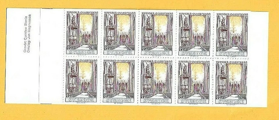 SWEDEN 1974 Folded TEST BOOKLET - UPPSALA CATHEDRAL (Brown) Complete MNH - Image 2 of 2