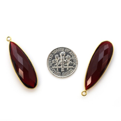 Elongated Teardrop Gemstone Pendants-Gold Over Sterling Silver Bezel Frame (1pc) - Picture 48 of 64