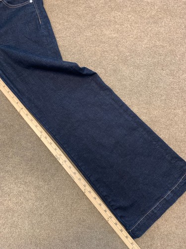 Pantalones de mezclilla American Eagle para mujer 10 (32x31) pierna ancha tiro medio color índigo oscuro lavado - Imagen 6 de 10