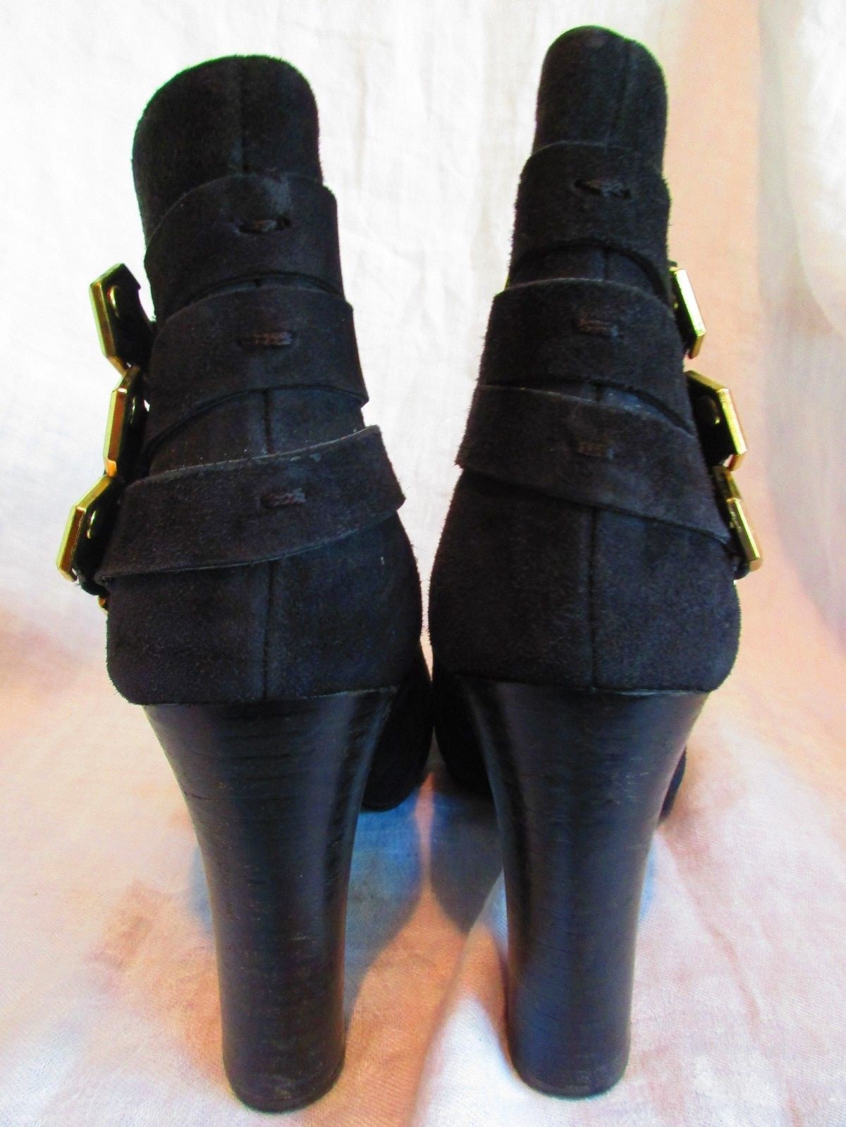 GUESS LATOIAN BLACK SUEDE LEATHER ANKLE BOOTS BOOTS BOOTS gold BUCKLES 8 M 0cf14c GUESS LATOIAN BLACK SUEDE LEATHER ANKLE BOOTS BOOTS BOOTS gold BUCKLES 8 M 0cf14c