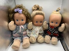 3 VINTAGE MATTEL MAGIC NURSERY Baby Dolls 1989 Original Clothes, Need Cleaning