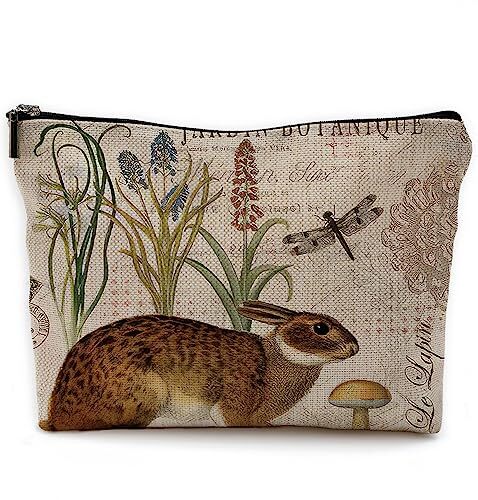Rabbit Makeup Bag, Rabbit Gifts for Rabbit Lovers Women, Vintagerench Rabbit F