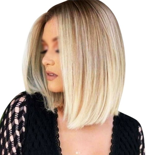 Womens Natural Short Straight Ladies Ombre Hair Wigs Blonde Bob Cosplay Wig UK - Picture 10 of 10