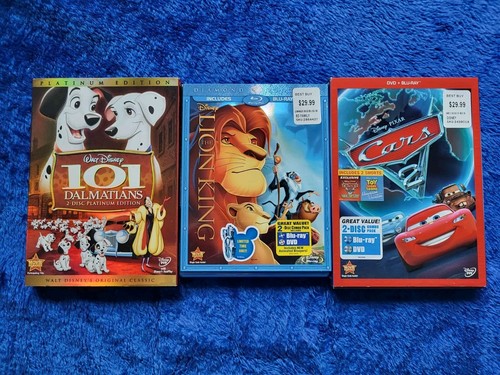 Disney Blu-Rays The Lion King, 101 Dalmatians Platinum, Cars 2 Family Movies - Picture 1 of 22