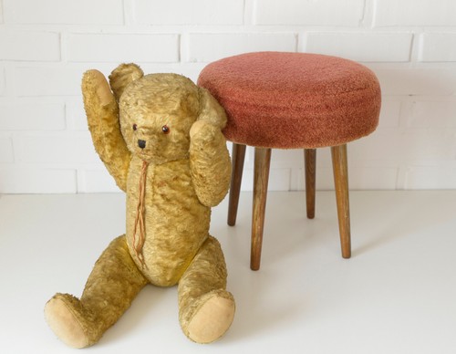 Kleiner Vintage Hocker Space Age Kissen Fußhocker Mid Century Ottomane Jugoslawien - Bild 2 von 9