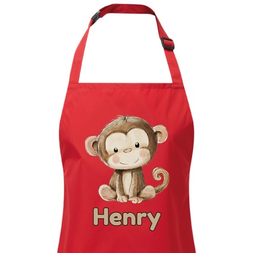 Personalised Any Name Monkey Waterproof Kids Apron. Craft Bake Cook. Boy Girl - Picture 10 of 12