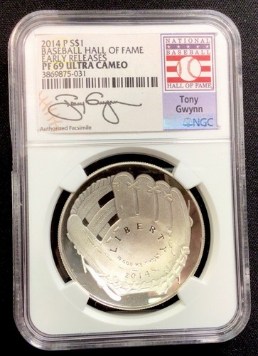 2014 P 1$ Baseball H.O.F. Early Releases NGC PF69 Ultra Cameo! Tony Gwynn! ENN  - Picture 1 of 2