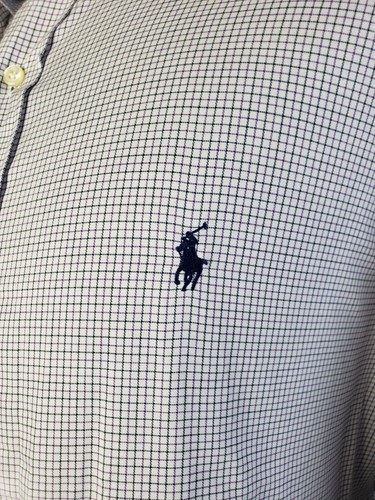 Ralph Lauren White Purple Pony Check Long Sleeve Button Up Shirt Mens 17.5 44 - Picture 5 of 7