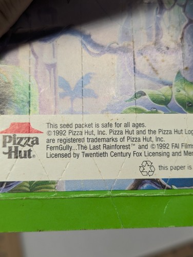 1992 FERNGULLY  THE LAST RAINFOREST River Birch Seeds RARE Pizza Hut - Picture 3 of 5