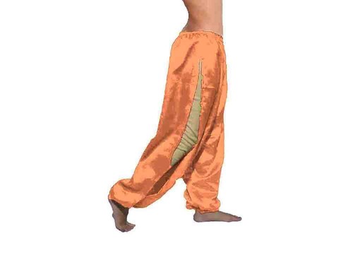 Satin Haremshose 2 Seitenschlitze/Schnitt Damenbekleidung Knöchelschlitz Pantaloons Hose - Bild 7 von 36