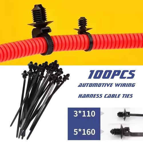100pcs Push Mount Zip Ties For Car Wire Harness Automotive Fasteners Cable N6L1 - Picture 7 of 20