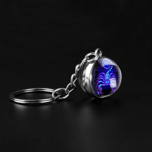 Porte-clé Signe Zodiaque Constellation Brillant Nuit Boule Verre Cadeau Bijoux - Bild 11 von 15