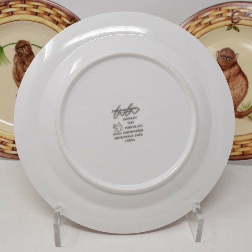 American Atelier Monkey 3 Salat Dessert Teller Bambus Korbgeflecht Safari Tier - Bild 3 von 12