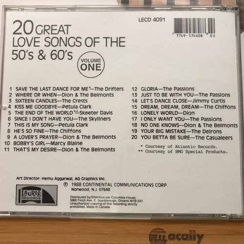 Various - 20 Great Love Songs Of The 50's & 60's–Volume One (CD, Comp, Club) - Bild 2 von 3