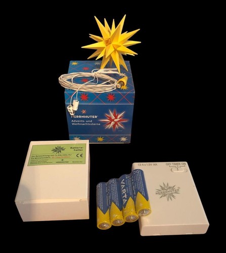 Herrnhuter Miniaturstern gelb Neuheit 2024 LED 8cm mit Batteriehalter NEU OVP - Bild 1 von 4