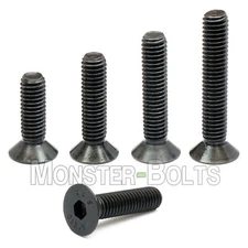 M4 Flat Head Socket Cap Screws, 12.9 Steel w/ Black Oxide DIN 7991, 0.70 Coarse