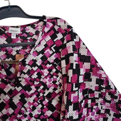 Blusa Avenue Mujer 14-16 Grande Patrón Geométrico Top Multicolor Nueva - Imagen 3 de 13