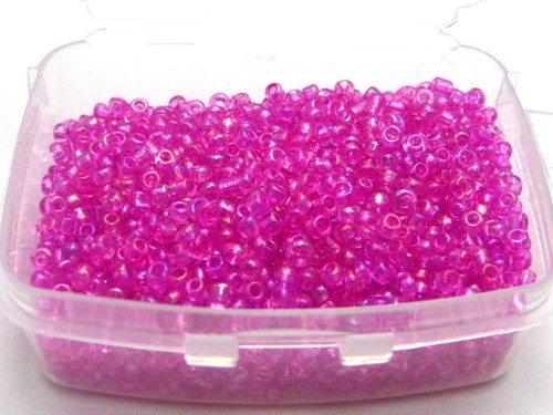 5000 Perline di Vetro 2mm Lustro Trasparente AB Rosa Caldo (10/0) + Scatola Portaoggetti - Foto 1 di 5