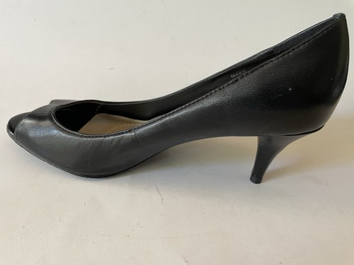NEW Tahari Marie Black Women's Peep Toe Heels Leather SZ: 6.5 B FREE SHIPING - Picture 4 of 7