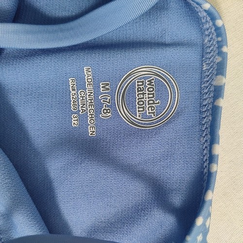 Wonder Nation Girls Swimsuit Sz M (7-8) Blue Polka Dot 1 Piece - Picture 3 of 15