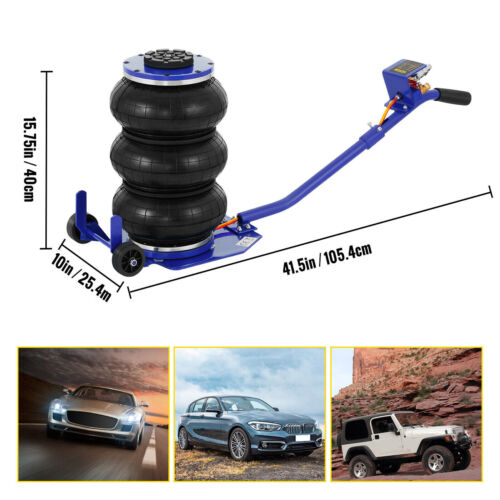 Car Pneumatic Triple Air Bag Jack Trolley 3Ton 6600lbs Max 400mm Lift Height UK - Picture 6 of 12