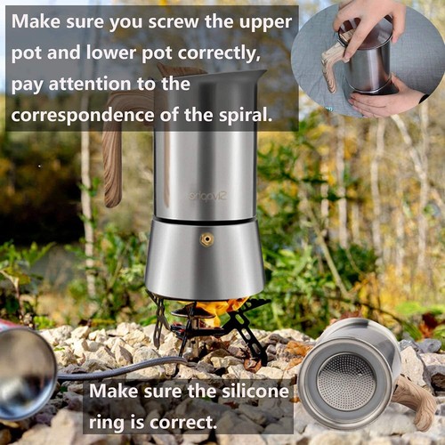 Stainless Steel Stovetop Espresso Coffee Maker 6cups Espresso pot 300ml Moka ... - Picture 3 of 9