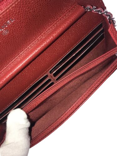 Chanel Wallet On Chain Caviar Red Leather WOC - Picture 17 of 21