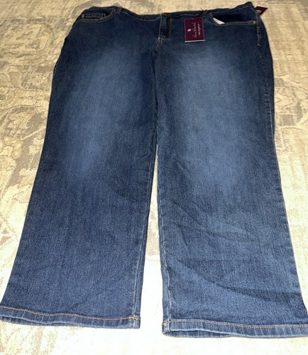 Neu Gloria Vanderbilt Amanda dunkelblau spitz zulaufendes Bein Damenjeans Größe 24 W kurz