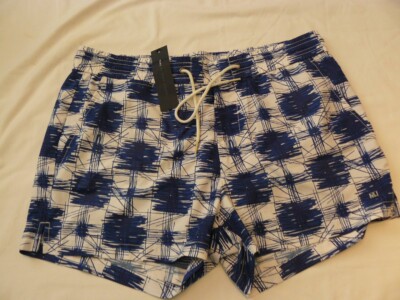 NWT MEN'S MARC JACOBS BLUE/WHITE SWIM TRUNKS SIZE LARGE