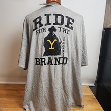 Yellowstone TV Show Rip Ride For The Brand Dutton Ranch Montana Grey T-Shirt 3XL