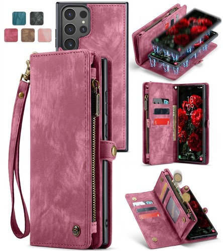 For Samsung Galaxy S23 Removable Leather Wallet with Zipper Magnet Card Case - Picture 3 of 42