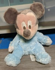 Disney Parks 10" Mickey Mouse Baby Plush Pastel Blue Chimes Rattle Stuffed Toy