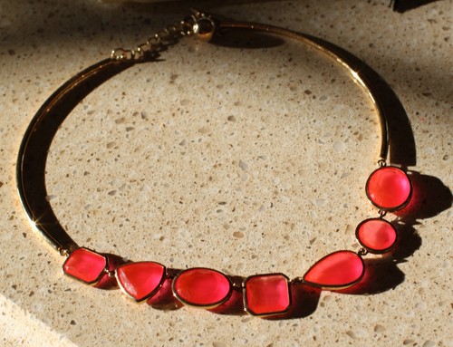 Kate Spade NY PINK Vegas Jewels GLOW COLLAR Necklace CABARET NEON WATERMELON - Picture 15 of 18