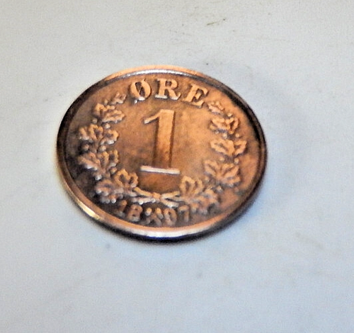 { 1897 Norway 1 Ore Foreign Coin