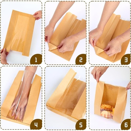 Sourdough Paper Bread Bags 25 Packs Bakery Bags W/ Window Label Stickers New - Picture 5 of 8