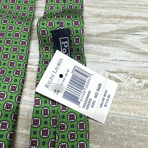 MENS RALPH LAUREN 100% SILK 57 INCH NECK TIE MADE IN ITALY NWT WAS $115. - Picture 4 of 10