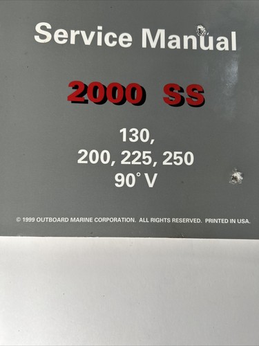 2000 Johnson SS 130 200 225 250 HP 90° V OMC Service Shop Manual 787071 PRIORITY - Imagen 9 de 18