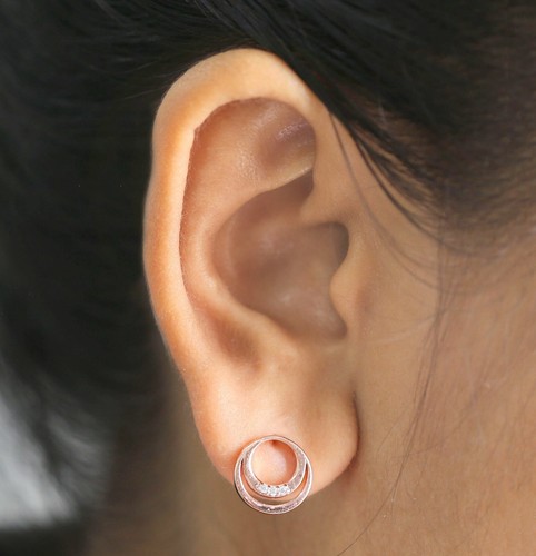 Round White Color Diamond Earring 14KRose White Yellow Gold Earring KD982 - Picture 2 of 10