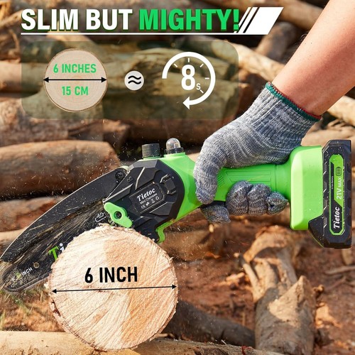 Mini Chainsaw 6 Inch Cordless Lightweight with 2 Batteries for Home Gardening - Picture 4 of 8