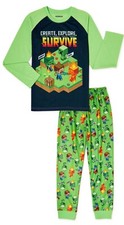 Boys XS 4/5 2 Pc Pajamas Set Licensed Minecraft Graphics LS Crew Neck Jersey