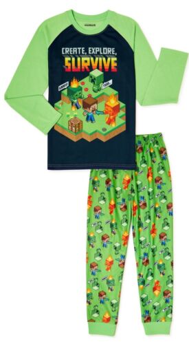 Boys XS(4/5) 2 Pc Pajamas Set Licensed Minecraft Graphics LS Crew Neck Jersey  - Picture 1 of 4