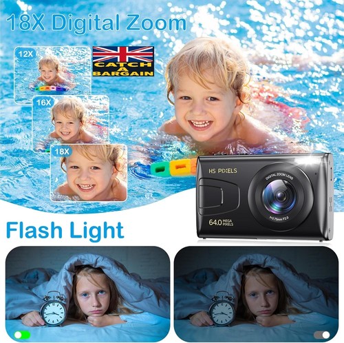 4K Kinder Digitalkamera 64MP Vlogging Kamera 18x Digitalzoom Autofokus (E632) - Bild 5 von 11