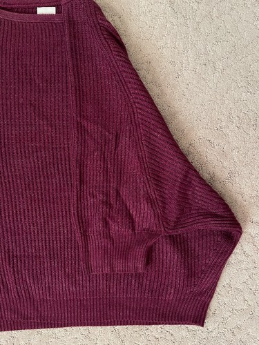 CHICO'S Boxy 3/4 Sleeve Dolman Sleeve Burgundy Sz XL 3 Rib Dawn Pullover sweater - Picture 10 of 10