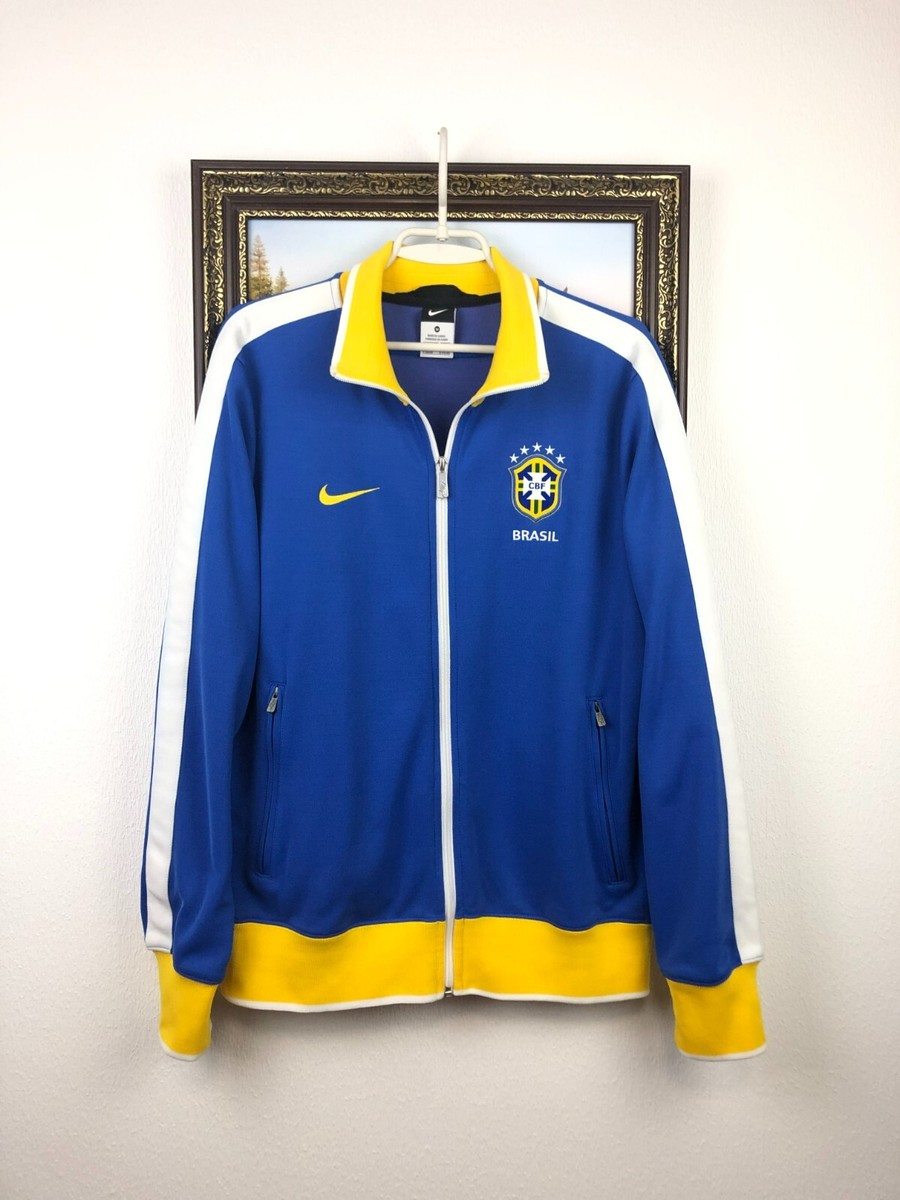 Vintage Nike Brazil Football Jacket Soccer Track Top Blue Mens National Size M Vintage Nike Brazil Football Jacket Soccer Track Top Blue Mens National Size M