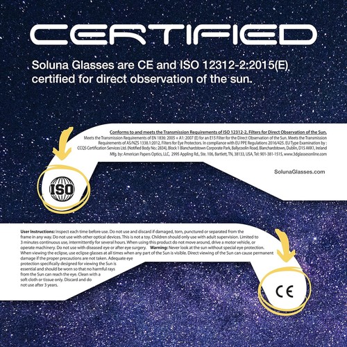 Sonnenfinsternis Glas Sonnenschutz Schutz Mond 14.10.23 Blick Auge UV Licht Ring - Bild 3 von 6