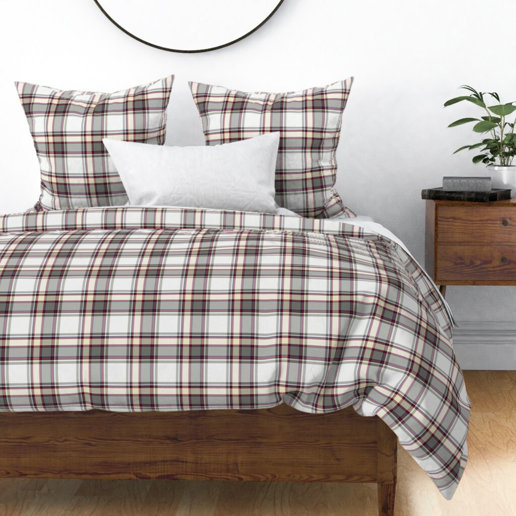 Tartan Plaid Modern Farmhouse Stripes Buffalo Sateen Duvet Cover by Roostery Tartan Plaid Modern Farmhouse Stripes Buffalo Sateen Duvet Cover by Roostery