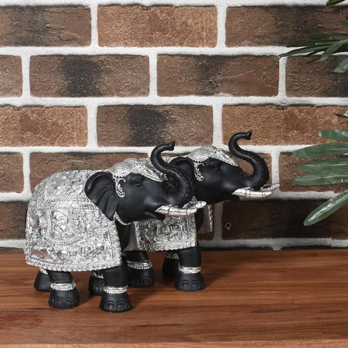 Elephant Showpiece |Elephant Decorative Items for Home | Elephant Idols Set Of 2 - Picture 2 of 6